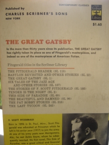 The Great Gatsby - back cover. Looks like I paid a whole $1.65 for this one.